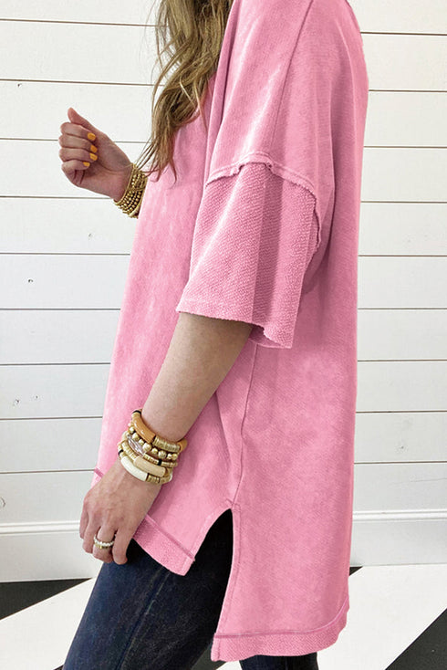 Mineral Wash Exposed Seam Drop Shoulder Oversized Tee